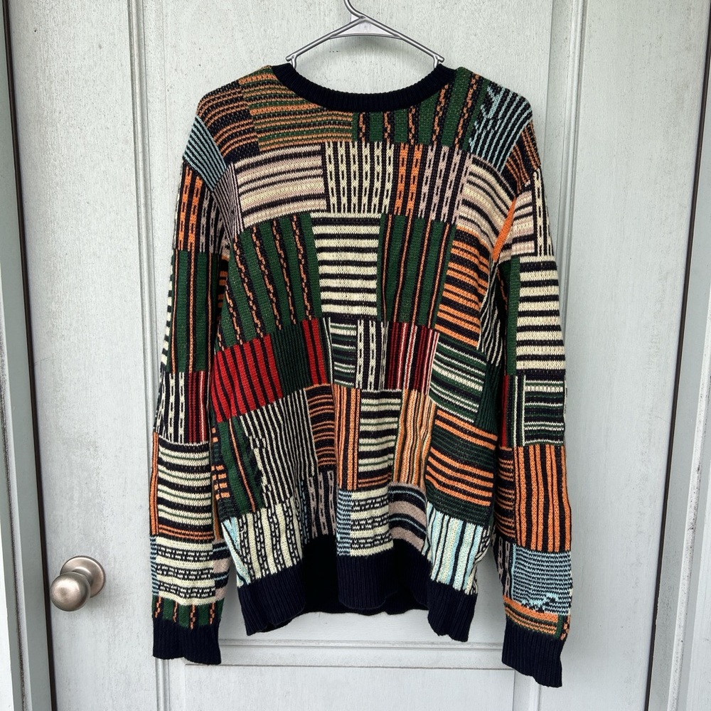 Multicolor Patchwork Crew Neck Sweater